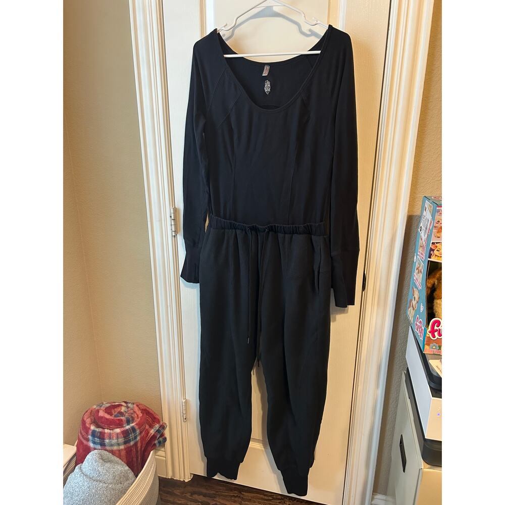Free People Classic Black Long Sleeve Jumpsuit